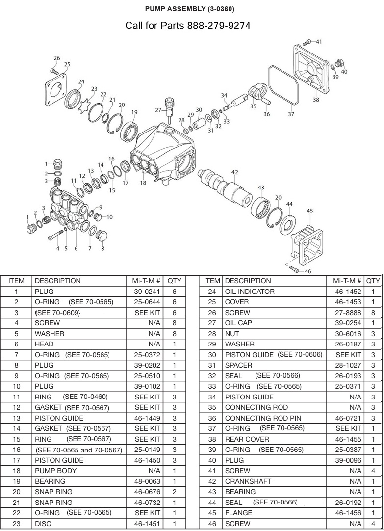 MITM 3-0360 pump replacement parts & breakdown
